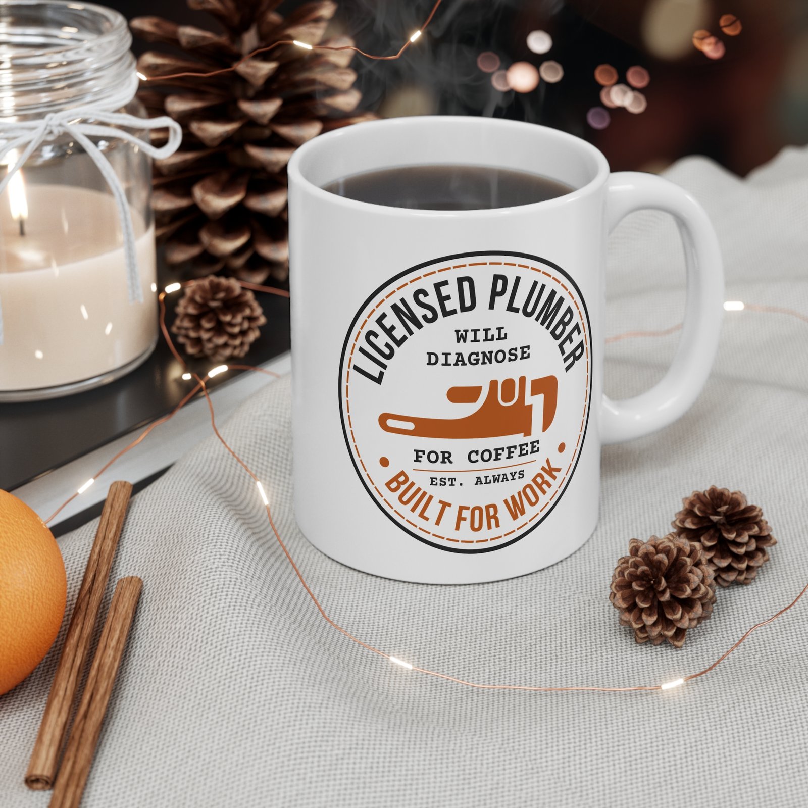 Licensed Plumber Coffee Mug – "Will Diagnose for Coffee" 11oz - Image 4