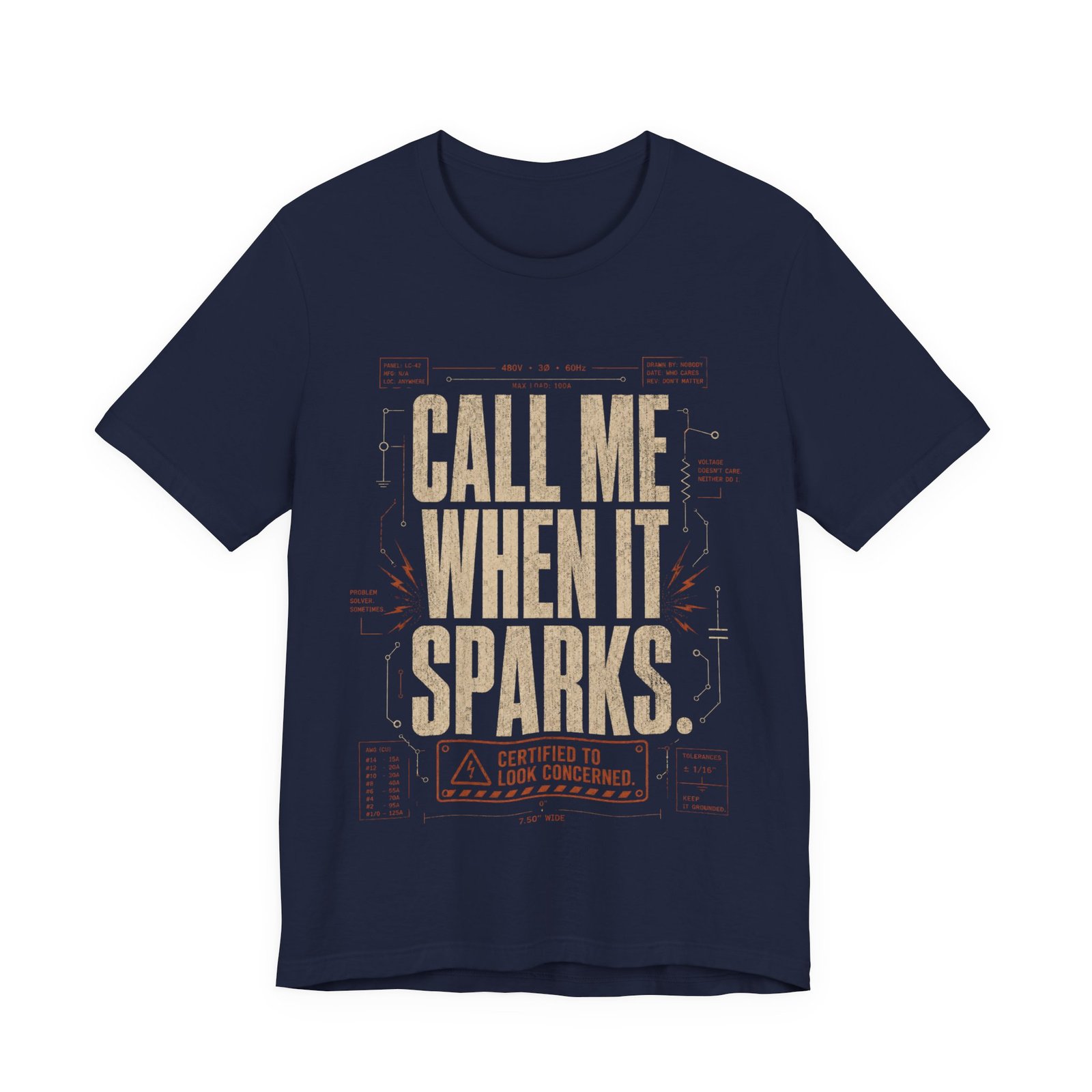 Call Me When It Sparks Graphic Tee — Vintage Industrial Spark Design - Image 3