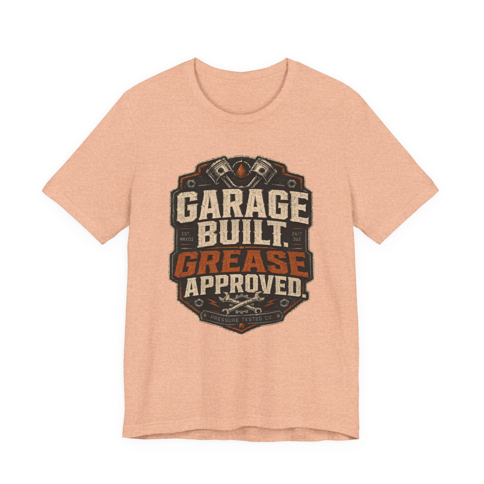 Garage Built Grease Approved T-Shirt – Vintage Mechanic Tee for Car Guy - Image 3