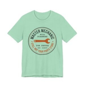 Mechanic T-Shirt — "Master Mechanic Will Diagnose (For Coffee, Not Your Parts Store)" Vintage Wrench Tee