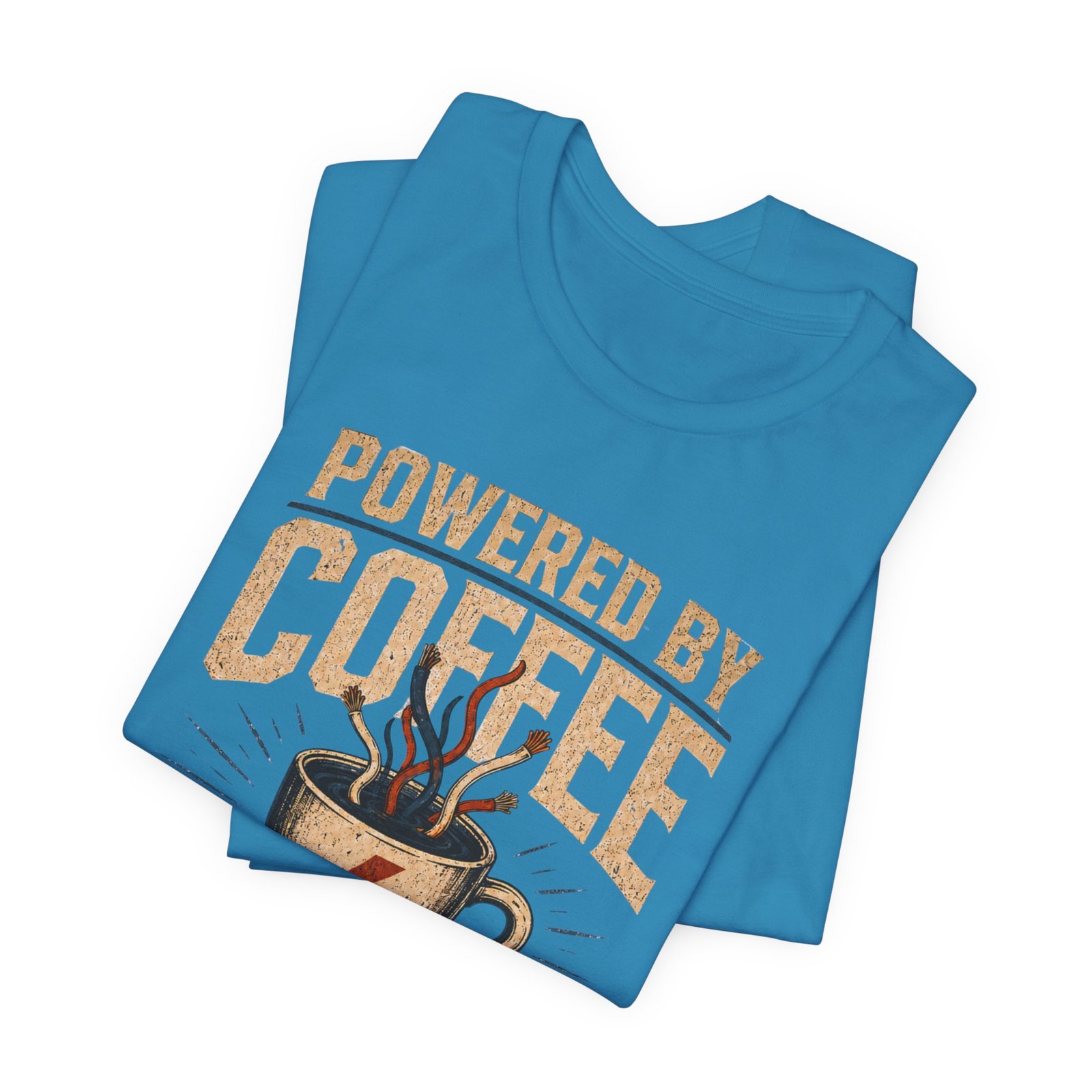 Coffee Powered Electrician's Tee — “Powered by Coffee and Questionable Wiring” Graphic T-Shirt - Image 13
