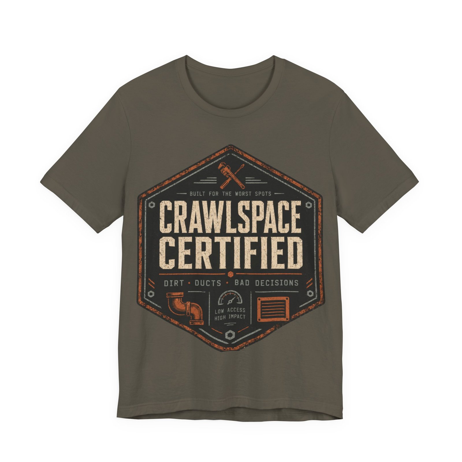 Crawlspace Certified T‑Shirt — Funny HVAC / Home Inspector Gift - Image 3