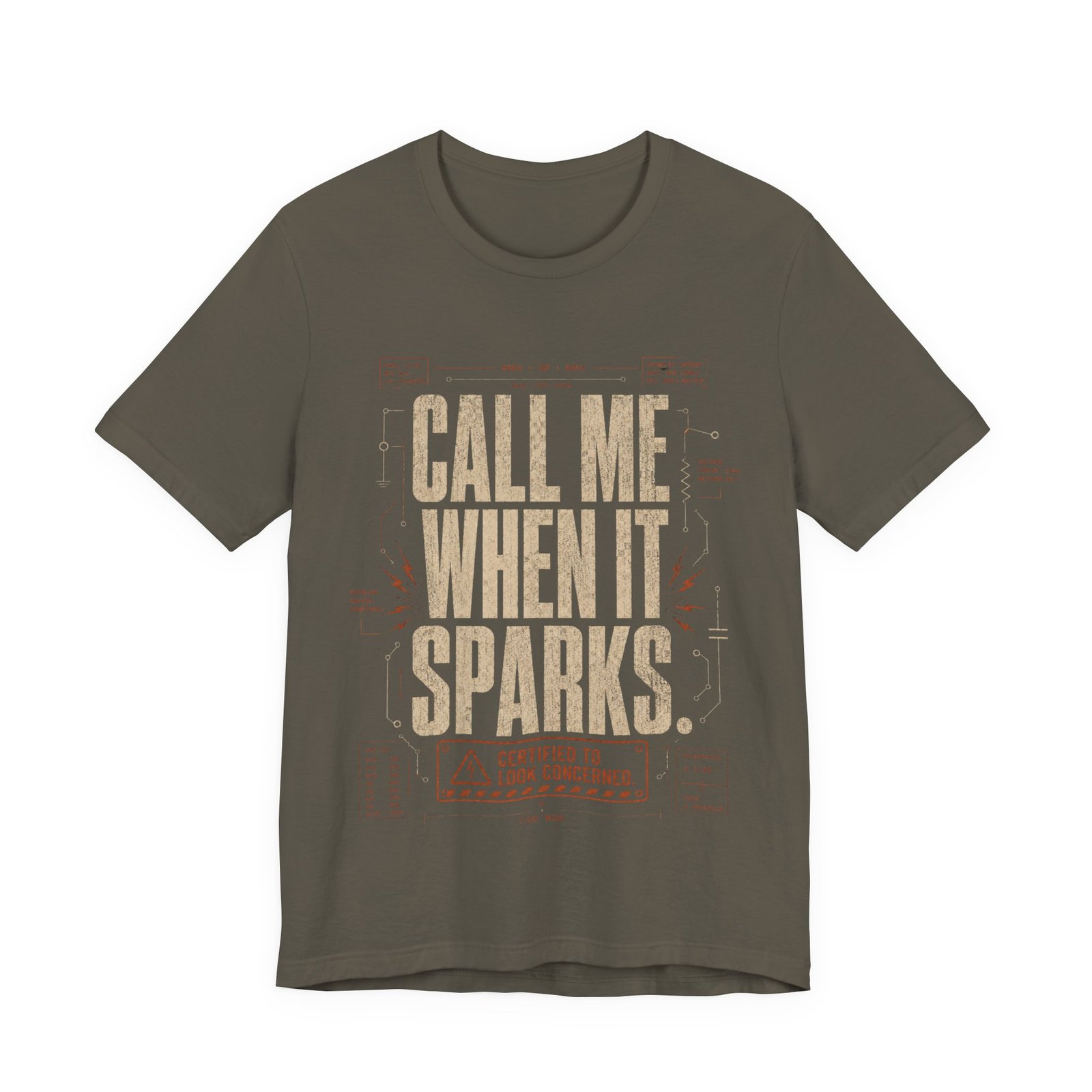 Call Me When It Sparks Graphic Tee — Vintage Industrial Spark Design - Image 4