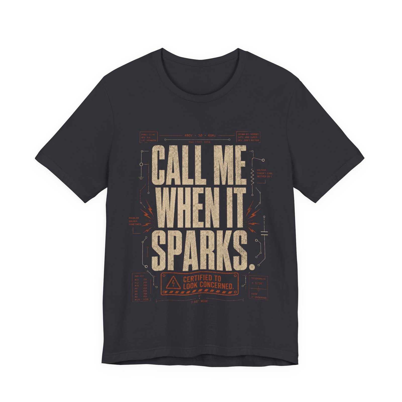 Call Me When It Sparks Graphic Tee — Vintage Industrial Spark Design - Image 2