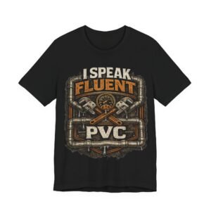 I Speak Fluent PVC T‑Shirt – Funny Plumber Pipework Tee for Tradesmen