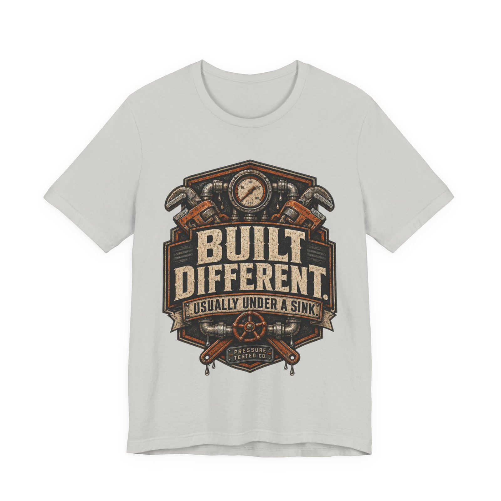 Built Different. Usually Under The Sink. Plumber Shirt, Gift for Plumber Dad - Image 2
