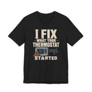 Funny HVAC Shirt, "I Fix What Your Thermostat Started" T-Shirt