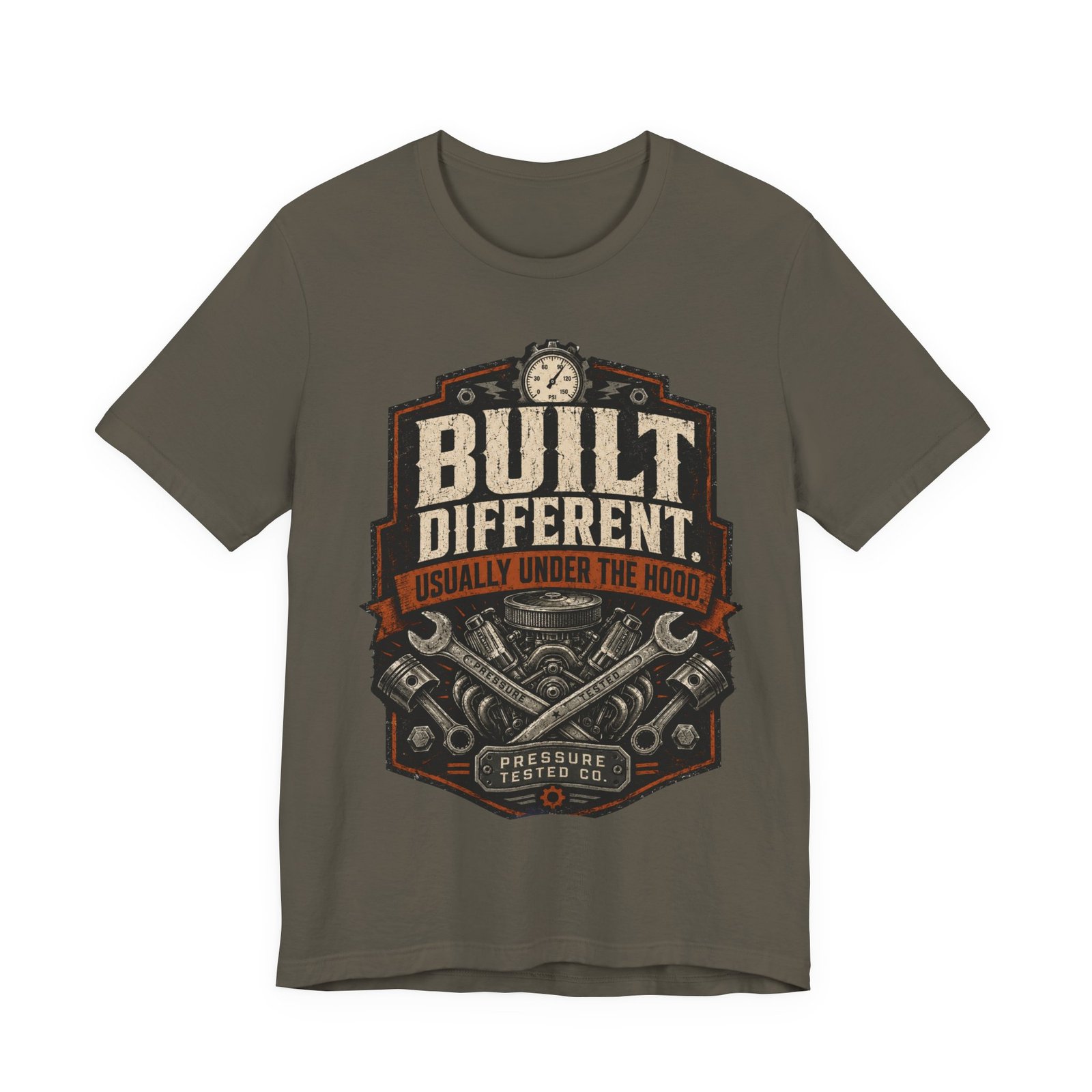 Built Different. Usually Under The Hood. Mechanic Shirt, Gift for Mechanic Dad - Image 3