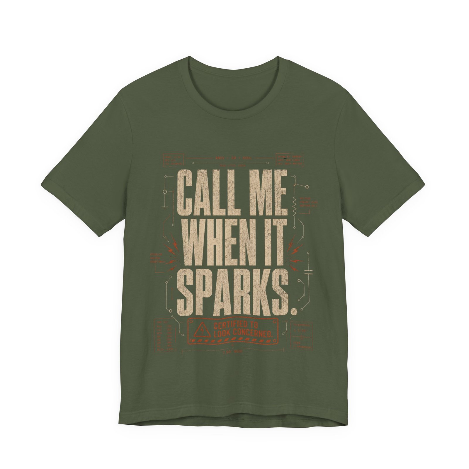 Call Me When It Sparks Graphic Tee — Vintage Industrial Spark Design - Image 5