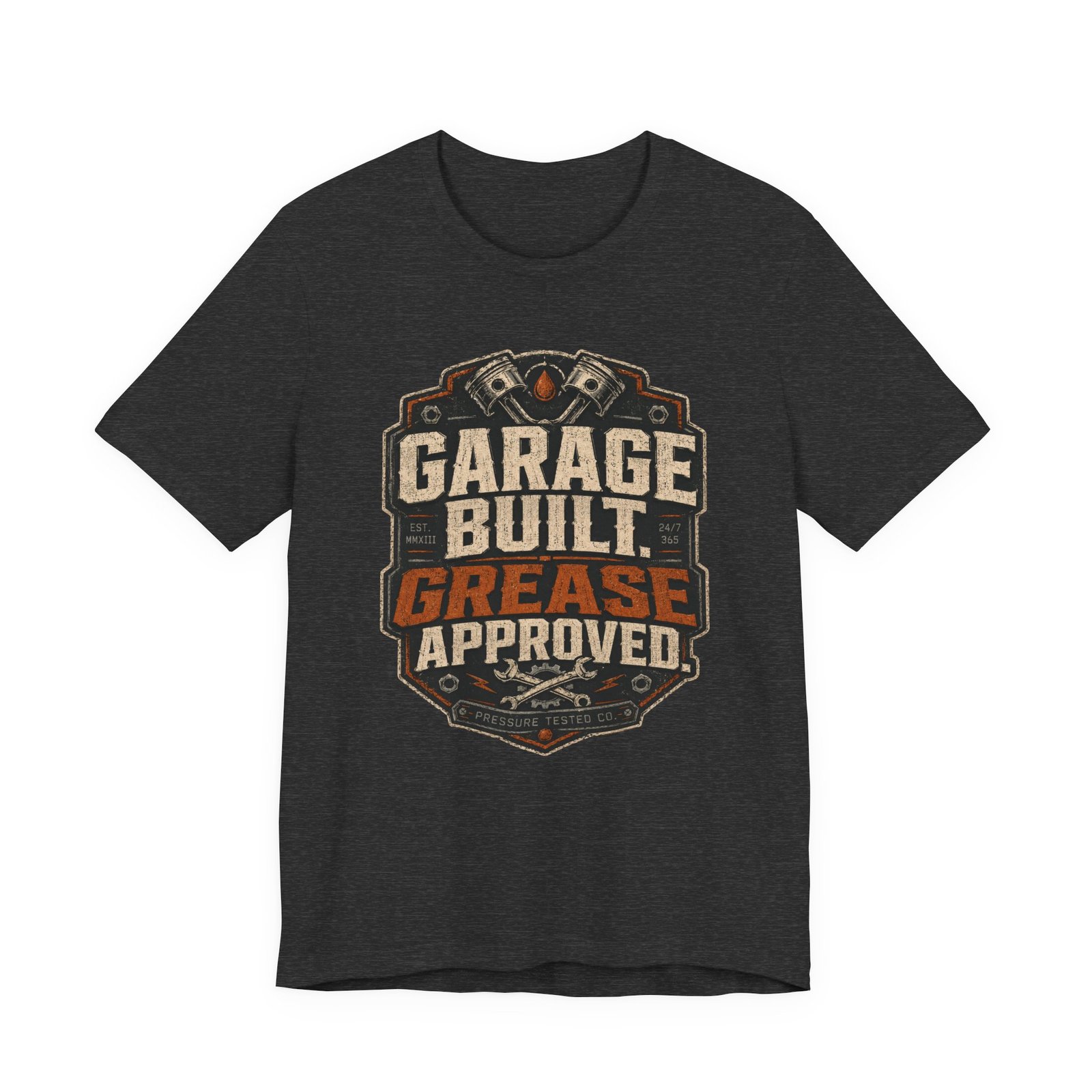 Garage Built Grease Approved T-Shirt – Vintage Mechanic Tee for Car Guy - Image 7