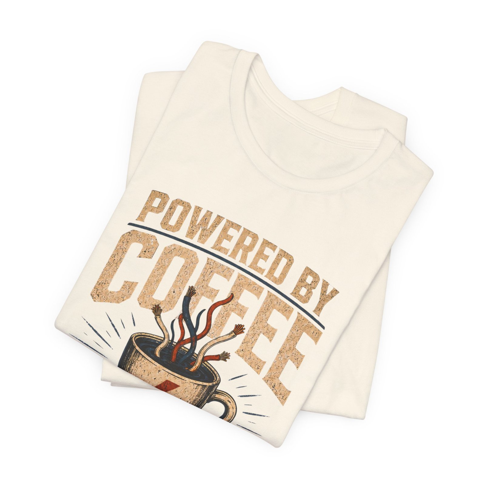 Coffee Powered Electrician's Tee — “Powered by Coffee and Questionable Wiring” Graphic T-Shirt - Image 9