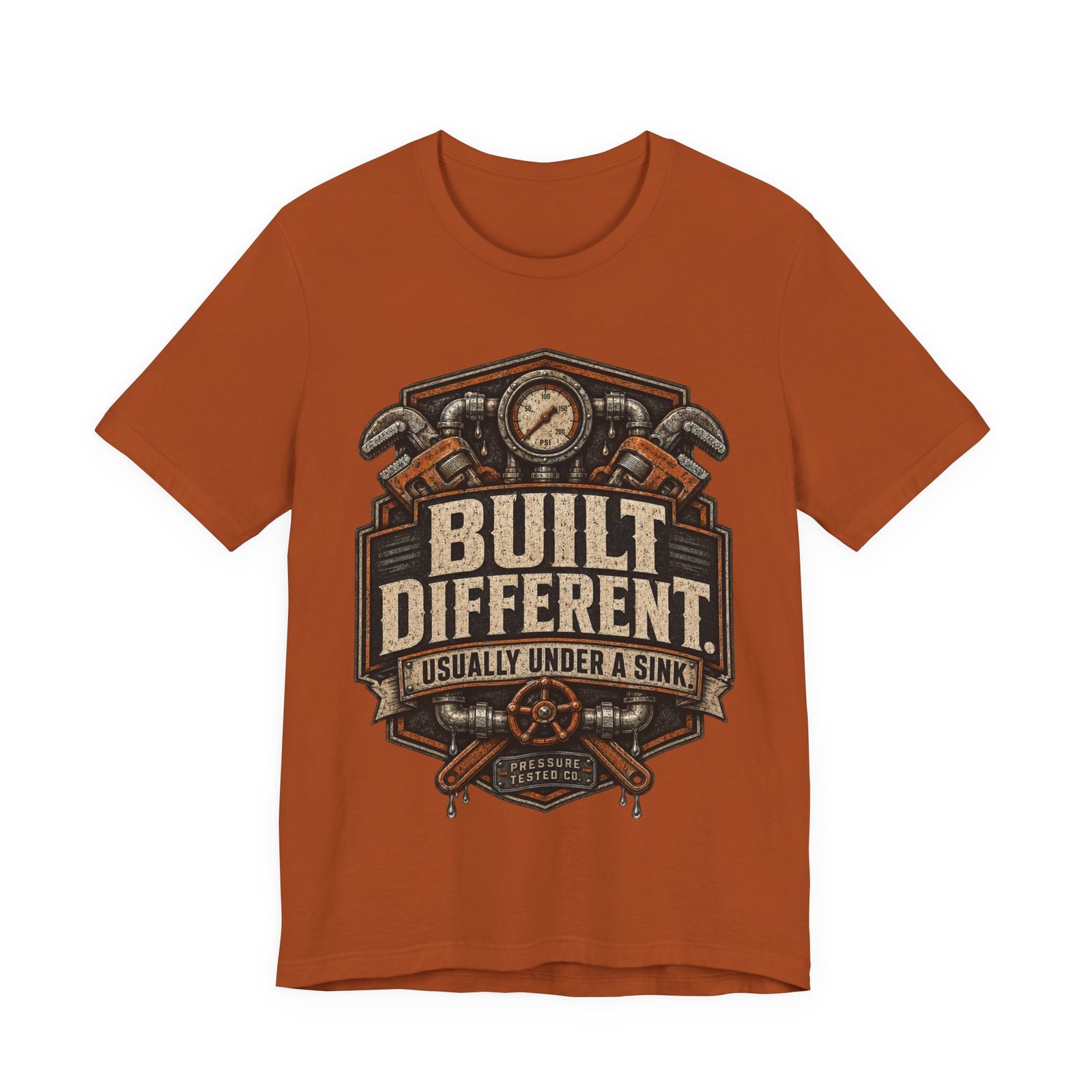 Built Different. Usually Under The Sink. Plumber Shirt, Gift for Plumber Dad - Image 3