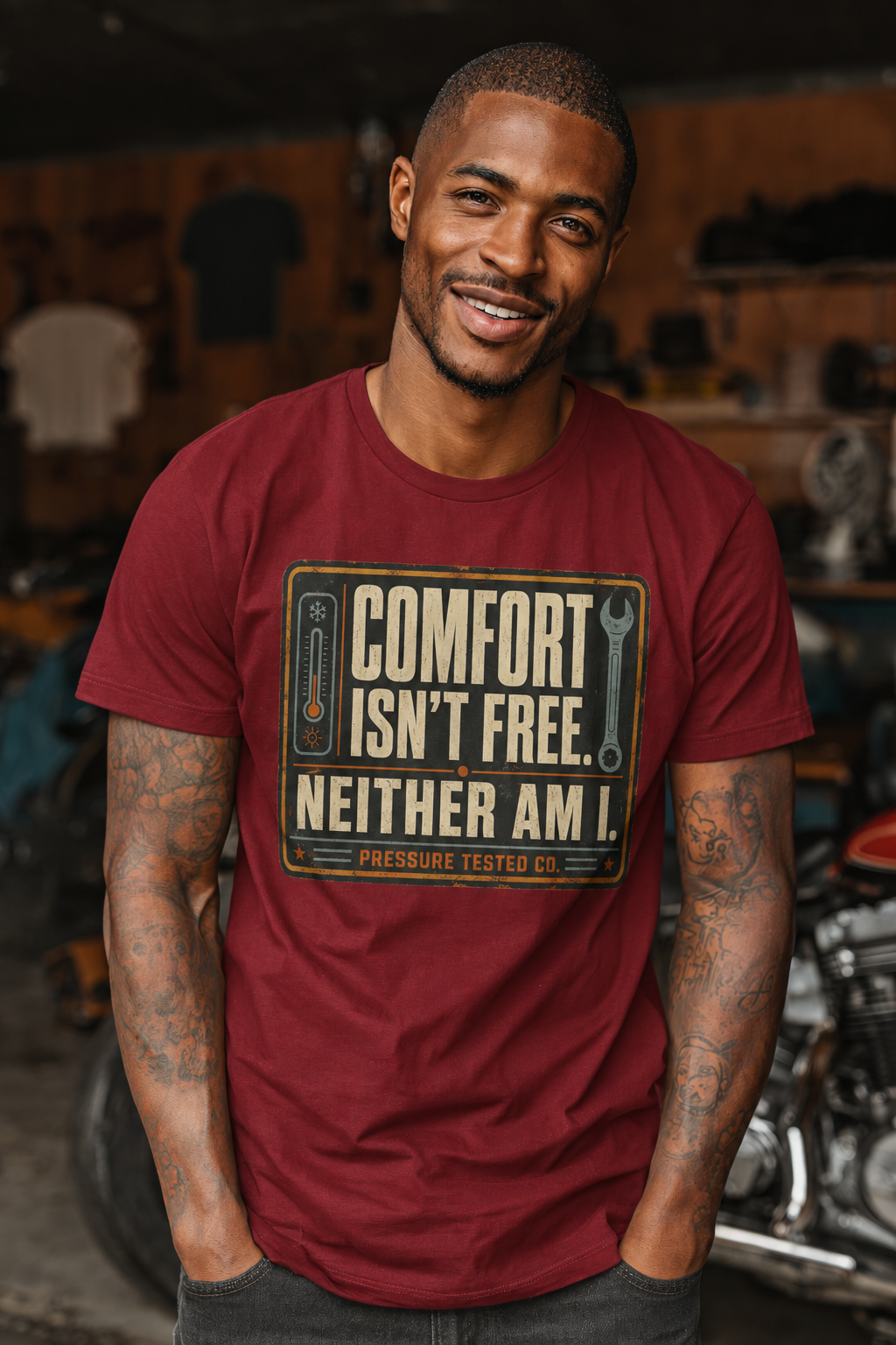 COMFORT-ISN'T-FREE-MAROON Comfort Isn't Free. Neither Am I.