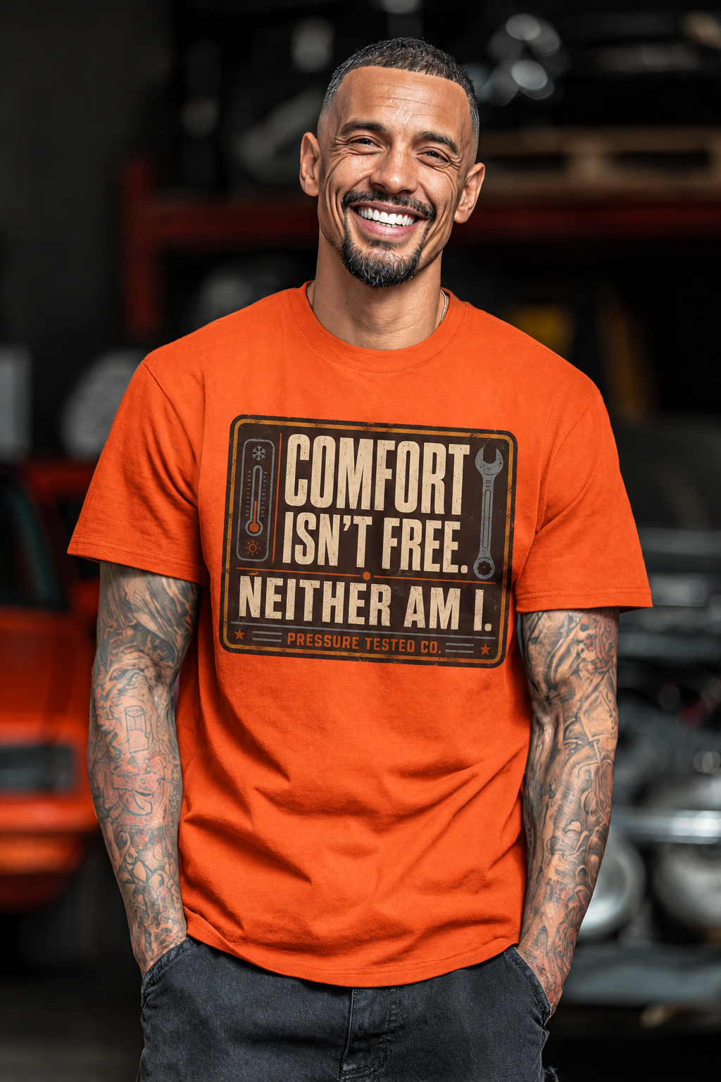 COMFORT-ISN'T-FREE-ORANGE Comfort Isn't Free. Neither Am I.