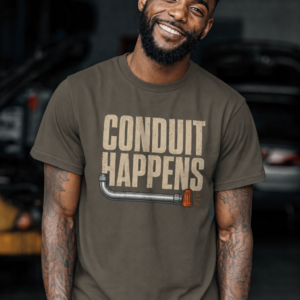 Conduit Happens Tee – Funny Shirt for Electricians & Tradespeople - Image 4