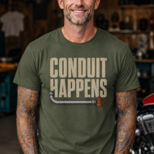 Conduit Happens Tee – Funny Shirt for Electricians & Tradespeople - Image 16