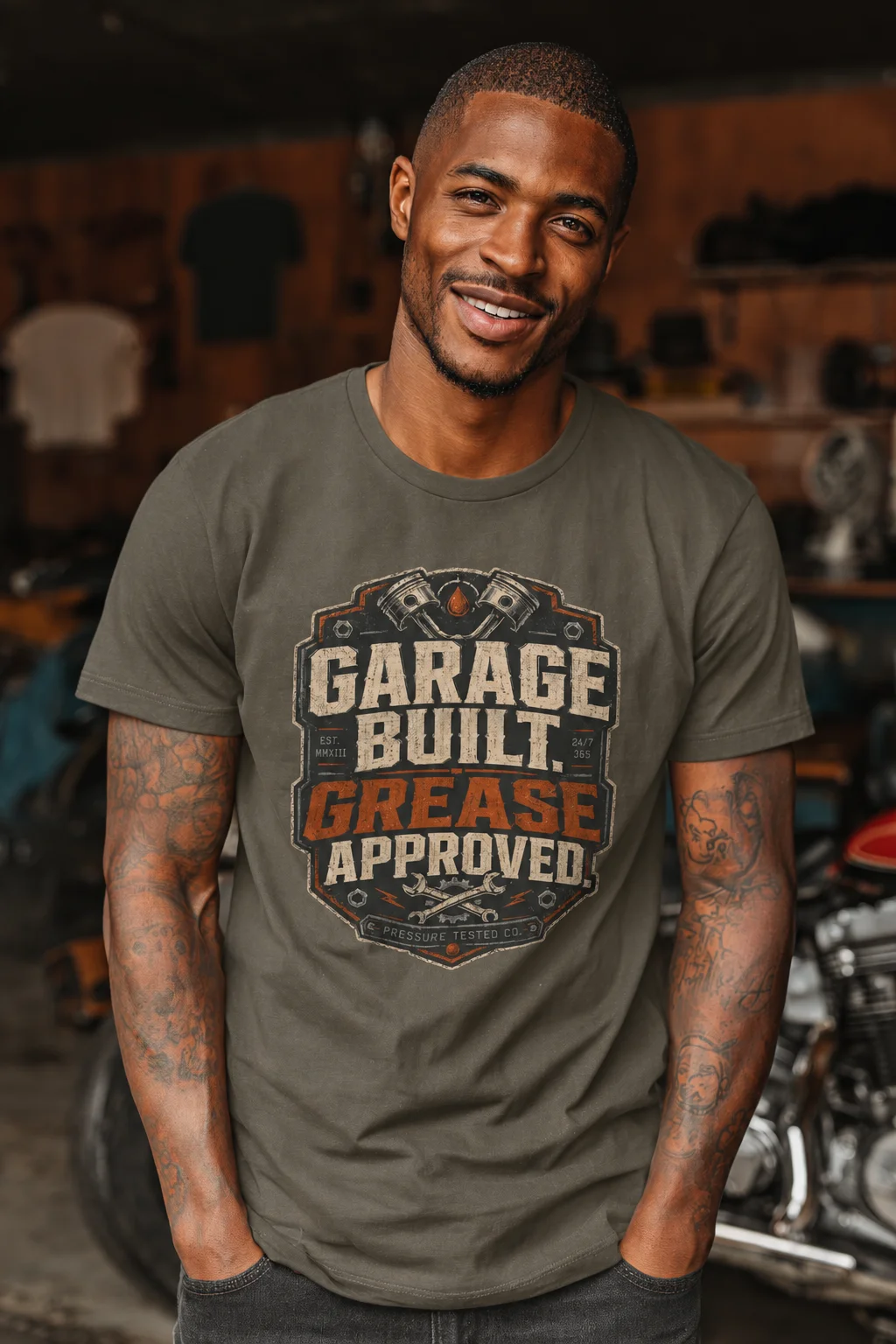 GARAGE-BUILT-GREASE-APPROVED-ARMY Garage Built. Grease Approved.