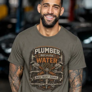 Plumber Because Water Has Trust Issues T-Shirt - Image 4