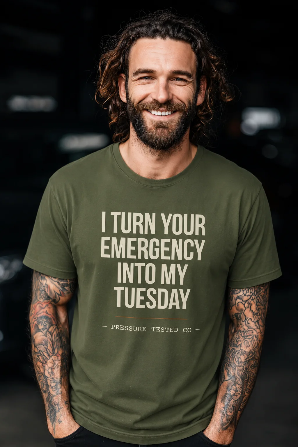 YOUR-EMERGENCY-MY-TUESDAY-MIL-GRN I Turn Your Emergency Into My Tuesday