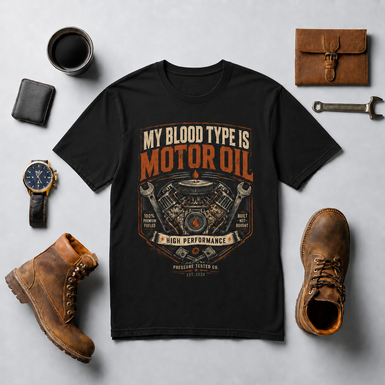 blood-type-black-flatlay2 My Blood Type Is Motor Oil