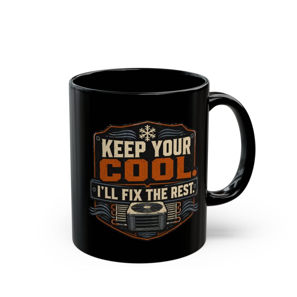 Funny HVAC Tech Coffee Mug — "Keep Cool. I'll Fix The Rest." — Vintage Conditioner Ceramic Mug 11oz or 15oz