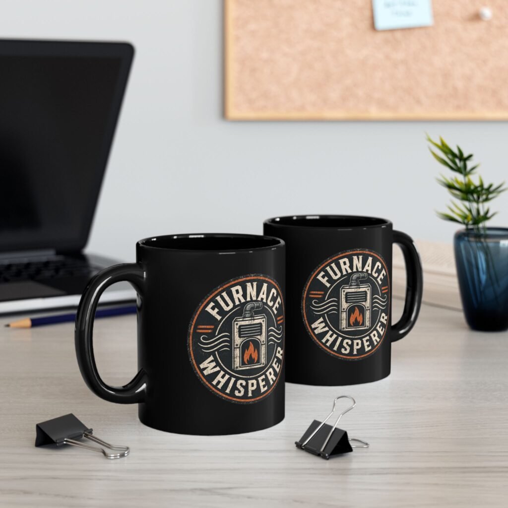 Furnace Whisperer Coffee Mug — Vintage Stove & Flame Ceramic Mug 11oz or 15oz
