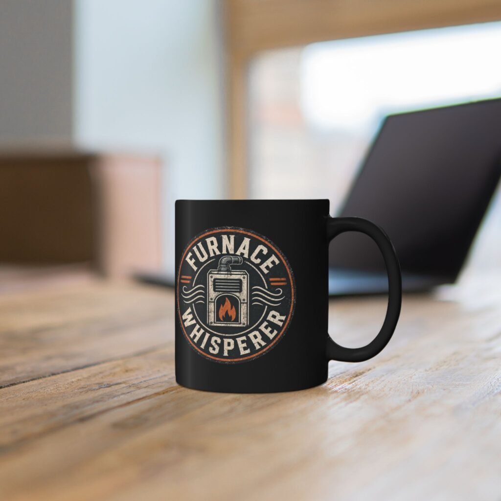 Furnace Whisperer Coffee Mug — Vintage Stove & Flame Ceramic Mug 11oz or 15oz