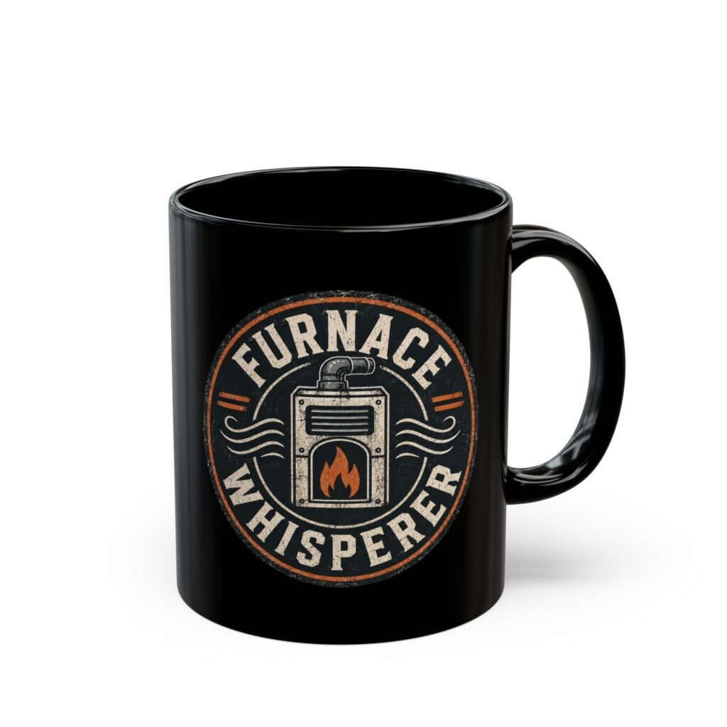Furnace Whisperer Coffee Mug — Vintage Stove & Flame Ceramic Mug 11oz or 15oz