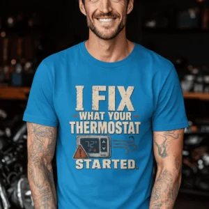 Funny HVAC Shirt, "I Fix What Your Thermostat Started" T-Shirt - Image 2