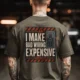 Funny Electrician Tech Tee - Back "I Make Bad Wiring Expensive" — Front "Wired For Success" Vintage Work Tee — army — Model Funny Electrician Tech Tee - Back "I Make Bad Wiring Expensive" — Front "Wired For Success" Vintage Work Tee — army t-shirt, model photo | Pressure Tested Co