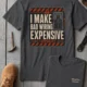 Funny Electrician Tech Tee - Back "I Make Bad Wiring Expensive" — Front "Wired For Success" Vintage Work Tee — asphalt — Flat-lay Funny Electrician Tech Tee - Back "I Make Bad Wiring Expensive" — Front "Wired For Success" Vintage Work Tee — asphalt t-shirt, flat-lay product photo | Pressure Tested Co