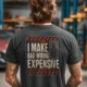 Funny Electrician Tech Tee - Back "I Make Bad Wiring Expensive" — Front "Wired For Success" Vintage Work Tee — asphalt — Model Funny Electrician Tech Tee - Back "I Make Bad Wiring Expensive" — Front "Wired For Success" Vintage Work Tee — asphalt t-shirt, model photo | Pressure Tested Co
