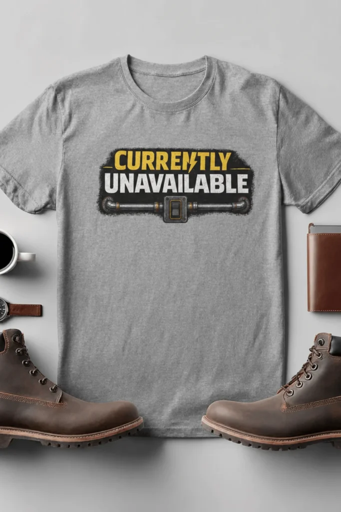 Electrician T-Shirt — "Currently Unavailable" Funny Vintage Tradesman Tee