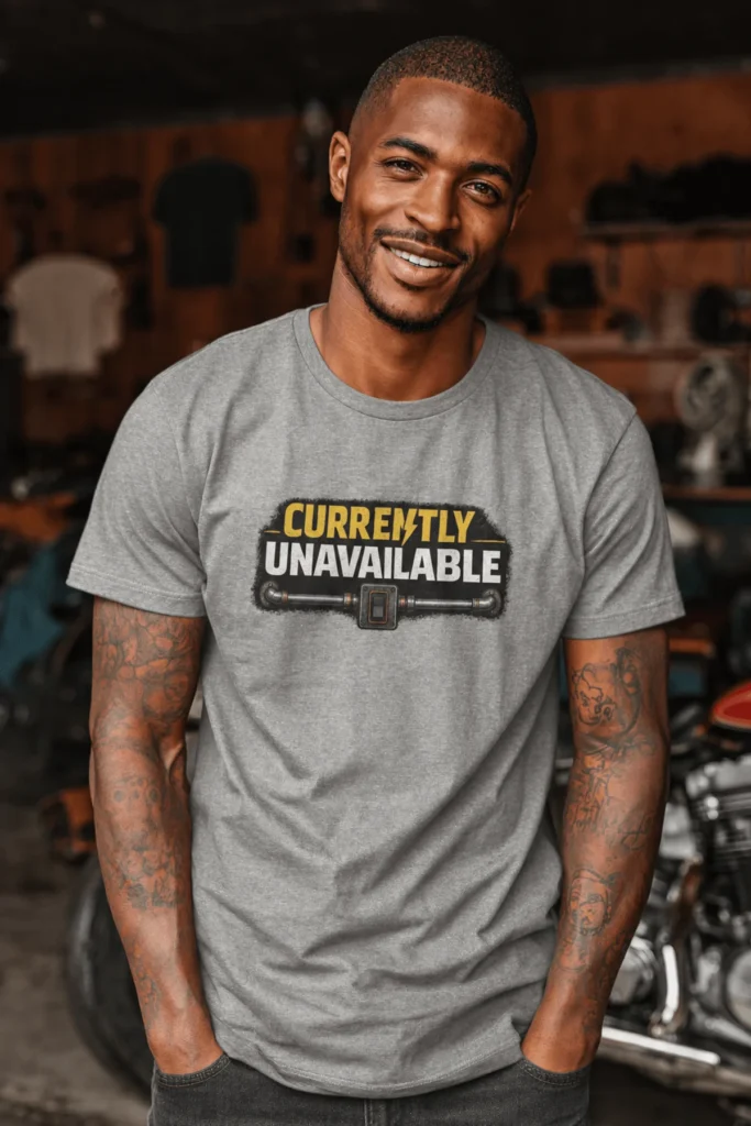 Electrician T-Shirt — "Currently Unavailable" Funny Vintage Tradesman Tee