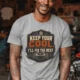 Funny HVAC Tee Shirt "Keep Your Cool. I'll Fix The Rest." T-Shirt – Vintage GraphicTee — athletic-heather — Model Funny HVAC Tee Shirt "Keep Your Cool. I'll Fix The Rest." T-Shirt – Vintage GraphicTee — athletic-heather t-shirt, model photo | Pressure Tested Co