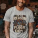 Plumber T‑Shirt – "I'm the Reason Your Floor Is Dry" Vintage Plumbing Tee — athletic-heather — Model Plumber T‑Shirt – "I'm the Reason Your Floor Is Dry" Vintage Plumbing Tee — athletic-heather t-shirt, model photo | Pressure Tested Co