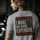 Funny Electrician Tech Tee - Back "I Make Bad Wiring Expensive" — Front "Wired For Success" Vintage Work Tee — athletic-heather — Model Funny Electrician Tech Tee - Back "I Make Bad Wiring Expensive" — Front "Wired For Success" Vintage Work Tee — athletic-heather t-shirt, model photo | Pressure Tested Co