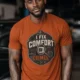 Funny HVAC Tech Tee "I Fix Comfort Crimes" — Furnace and Air Tech Work Tee — autumn — Model Funny HVAC Tech Tee "I Fix Comfort Crimes" — Furnace and Air Tech Work Tee — autumn t-shirt, model photo | Pressure Tested Co