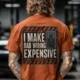 Funny Electrician Tech Tee - Back "I Make Bad Wiring Expensive" — Front "Wired For Success" Vintage Work Tee — autumn — Model Funny Electrician Tech Tee - Back "I Make Bad Wiring Expensive" — Front "Wired For Success" Vintage Work Tee — autumn t-shirt, model photo | Pressure Tested Co