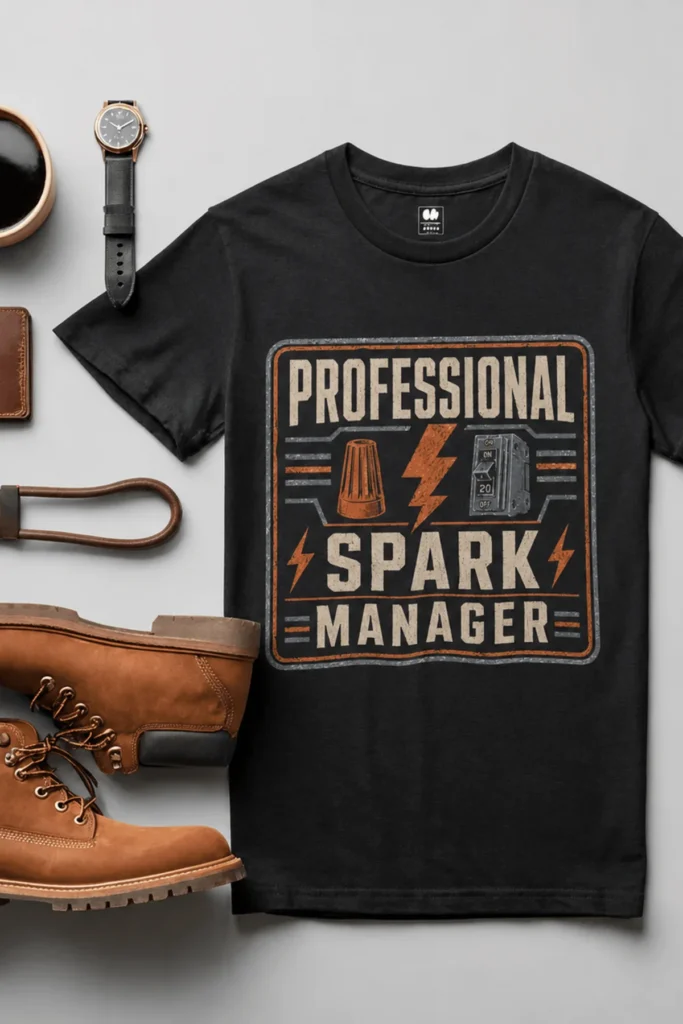 Professional Spark Manager T-Shirt – Electrician Gift Tee