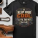Funny HVAC Tee Shirt "Keep Your Cool. I'll Fix The Rest." T-Shirt – Vintage GraphicTee — black — Flat-lay Funny HVAC Tee Shirt "Keep Your Cool. I'll Fix The Rest." T-Shirt – Vintage GraphicTee — black t-shirt, flat-lay product photo | Pressure Tested Co