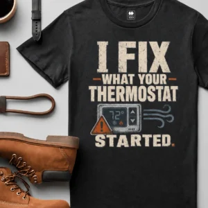 Funny HVAC Shirt, "I Fix What Your Thermostat Started" T-Shirt - Image 9
