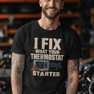 Funny HVAC Shirt, "I Fix What Your Thermostat Started" T-Shirt - Image 8