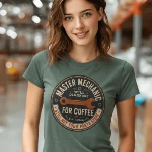Mechanic T-Shirt — "Master Mechanic: Will Diagnose for Coffee" Retro Wrench Tee - Image 6