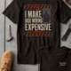 Funny Electrician Tech Tee - Back "I Make Bad Wiring Expensive" — Front "Wired For Success" Vintage Work Tee — brown — Flat-lay Funny Electrician Tech Tee - Back "I Make Bad Wiring Expensive" — Front "Wired For Success" Vintage Work Tee — brown t-shirt, flat-lay product photo | Pressure Tested Co