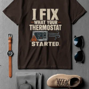 Funny HVAC Shirt, "I Fix What Your Thermostat Started" T-Shirt - Image 13