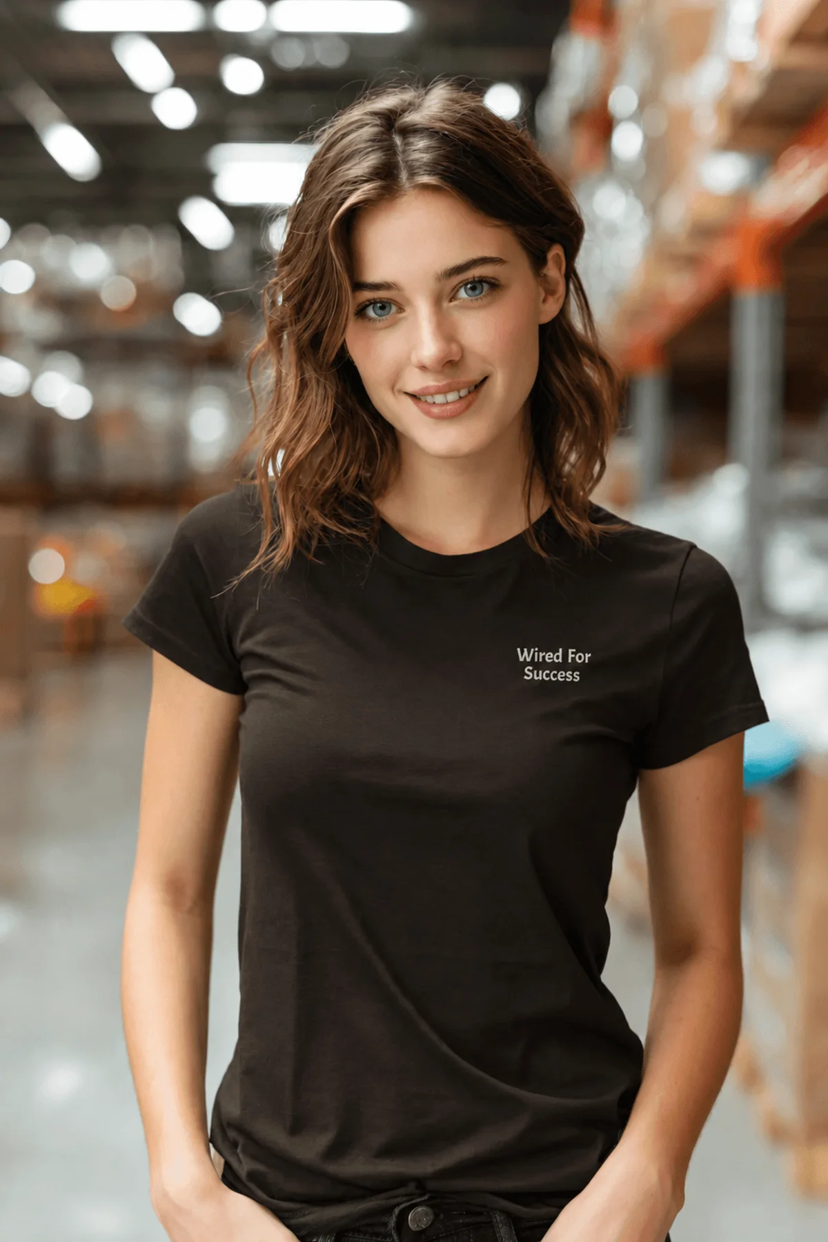 Funny Electrician Tech Tee - Back "I Make Bad Wiring Expensive" — Front "Wired For Success" Vintage Work Tee — brown — Model Funny Electrician Tech Tee - Back "I Make Bad Wiring Expensive" — Front "Wired For Success" Vintage Work Tee — brown t-shirt, model photo | Pressure Tested Co