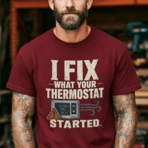 Funny HVAC Shirt, "I Fix What Your Thermostat Started" T-Shirt - Image 14