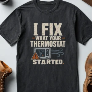 Funny HVAC Shirt, "I Fix What Your Thermostat Started" T-Shirt - Image 17