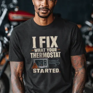 Funny HVAC Shirt, "I Fix What Your Thermostat Started" T-Shirt - Image 16